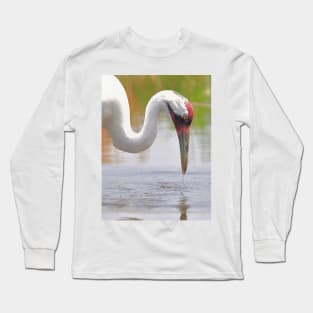 Whooping Crane In Water Long Sleeve T-Shirt